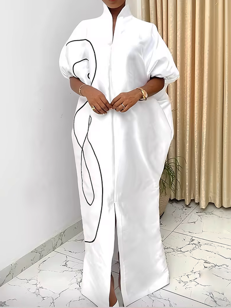 Urban Abstract Maxi Dress, Maxi Dresses, color:White|size:XXL, Stylewe