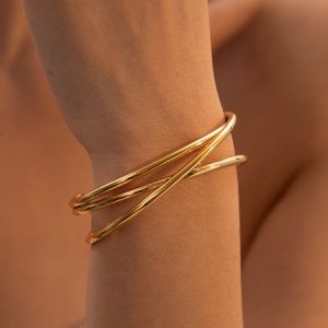 Design Fashionable Titanium Steel 18k Gold Plated Open Bracelet, Bracelets, color:Golden, Stylewe