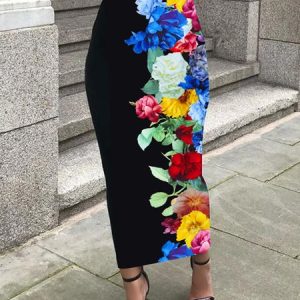 Urban Printing Floral Maxi Skirt, Skirts, color:As Picture|size:XXL, Stylewe