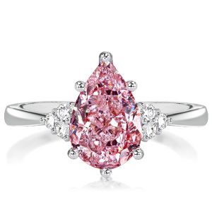 classic engagement rings - Italo Pear Shaped Pink Ring Sterling Silver Rings For Women, Italo jewelry - Online Catalog