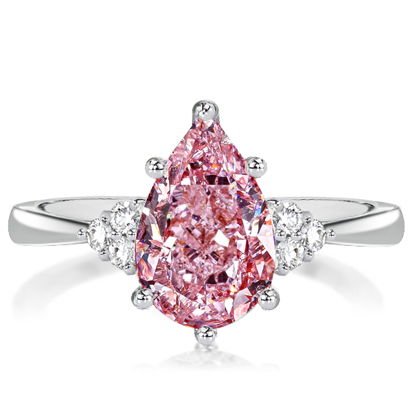 classic engagement rings - Italo Pear Shaped Pink Ring Sterling Silver Rings For Women, Italo jewelry - Online Catalog