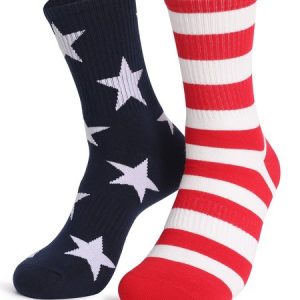 Summer New American Flag Independence Day Holiday Gift Printed Cotton Men And Women Middle Tube Socks, JustFashionNow Socks, color:Multicolor|size:One-size,