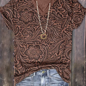 Casual V Neck Regular Fit T-Shirt, T-shirts, Lilicloth.com