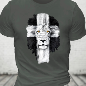 Lion Cross Cotton T-Shirt, T-shirts, Lilicloth.com