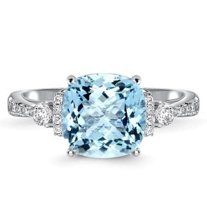 classic engagement rings - Italo Cushion Cut Aquamarine Ring Sterling Silver Rings Women, Italo jewelry - Online Catalog