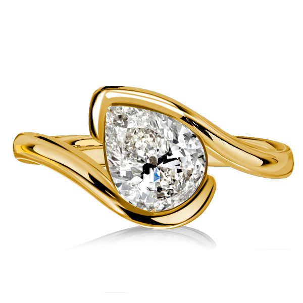 classic engagement rings - Italo Solitaire Pear Shaped Bypass Engagement Ring, Italo jewelry - Online Catalog