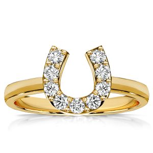 unique engagement rings - Italo Golden Round Cut Horseshoe Ring Engagement Ring, Italo jewelry - Online Catalog