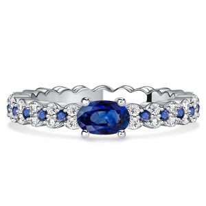 classic engagement rings - Italo East West Oval Cut Blue Sapphire Ring Simple Ring, Italo jewelry - Online Catalog