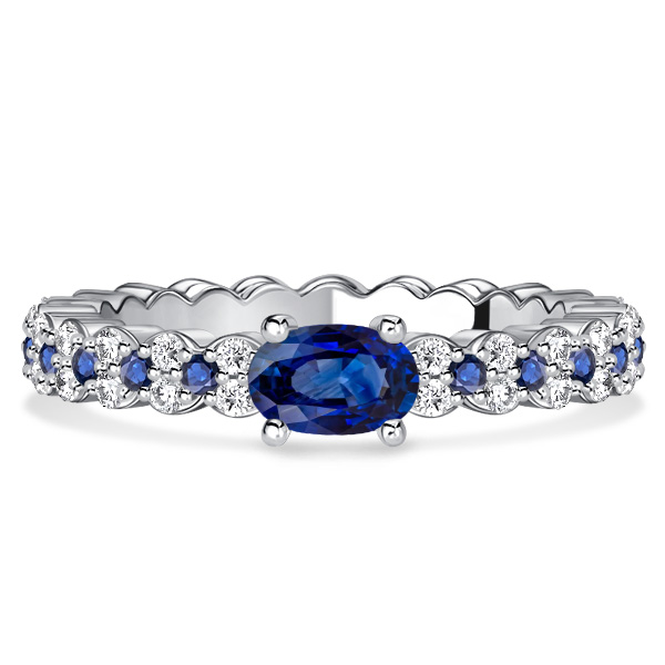 classic engagement rings - Italo East West Oval Cut Blue Sapphire Ring Simple Ring, Italo jewelry - Online Catalog