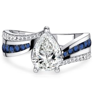unique engagement rings - Italo Bypass Blue Sapphire Ring Pear Shaped Engagement Ring, Italo jewelry - Online Catalog
