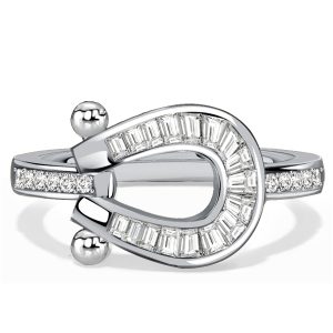 unique engagement rings - Italo Channel Set Horseshoe Ring Baguette Cut Engagement Ring, Italo jewelry - Online Catalog