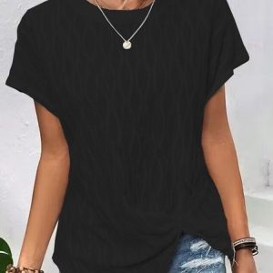 Women Geometric Crew Neck Casual Short Sleeve T-shirt, Tees & T-shirts, Roselinlin - Online Catalog