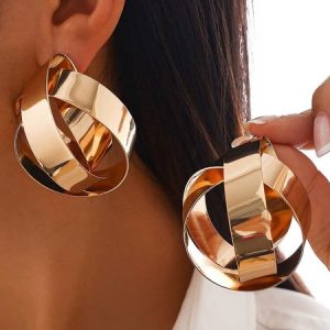 Urban Geometric Dangle, Earrings, color:Golden|size:One-size, Stylewe