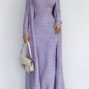 Elegant Plain Halter Maxi Dress, Maxi Dresses, color:Light Purple|size:XXL, Stylewe