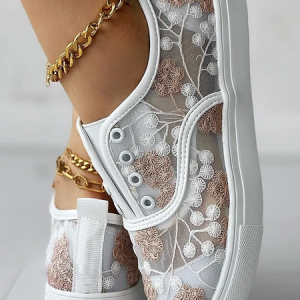 All Season Mesh Canvas Shoes, JustFashionNow Flats, color:Pink|size:43,