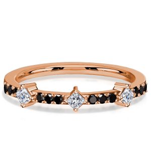 classic band - Italo Rose Gold Princess Cut Black Sapphire Thin Wedding Band, Italo jewelry - Online Catalog