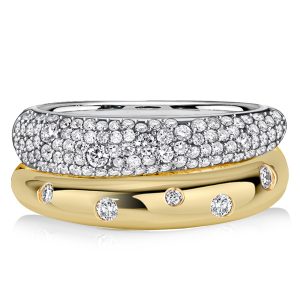anniversary band - Italo Unique Double Band Ring White Sapphire Bands Anniversary, Italo jewelry - Online Catalog