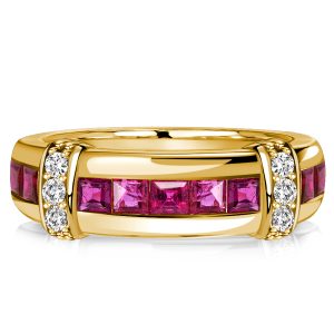 anniversary band - Italo Invisible Set Asscher Cut Ruby Wedding Band, Italo jewelry - Online Catalog