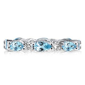 eternity band - Italo Pear Shaped Aquamarine Silver Eternity Band, Italo jewelry - Online Catalog