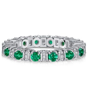 eternity band - Italo Round Cut Emerald Sapphire Eternity Band Anniversary Rings, Italo jewelry - Online Catalog