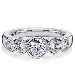 classic engagement rings - Italo Bezel Set Five Stone Engagement Ring Promise Ring, Italo jewelry - Online Catalog