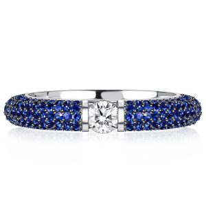 eternity band - Italo Micro Pave Blue Sapphire Ring Round Cut Eternity Band, Italo jewelry - Online Catalog