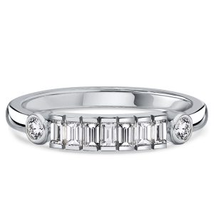 classic band - Italo Half-Bezel Baguette Half Eternity Band Travel Wedding Rings, Italo jewelry - Online Catalog