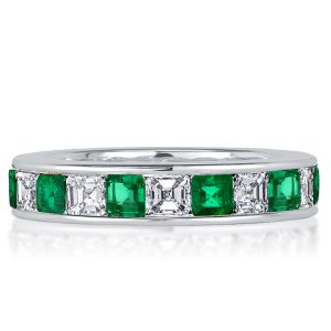 eternity band - Italo Asscher Cut Emerald Green Ring Eternity Band For Women, Italo jewelry - Online Catalog