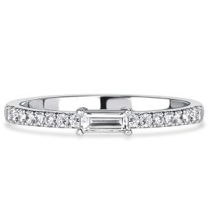 classic band - Italo East West White Sapphire Baguette Cut Half Eternity Band, Italo jewelry - Online Catalog