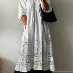 Women Floral Half Sleeve Summer Printing Dress V Neck Daily Casual Maxi A-Line Dress, JustFashionNow Casual Dresses, color:White|size:5XL,