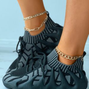 Colorblock Lace-up Knit Breathable Sneakers Octopus Trainers, women Sneakers, ChicMe catalog