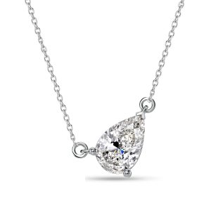 necklaces - Italo Solitaire Pear Shaped Pendant Necklace In Sterling Silver, Italo jewelry - Online Catalog