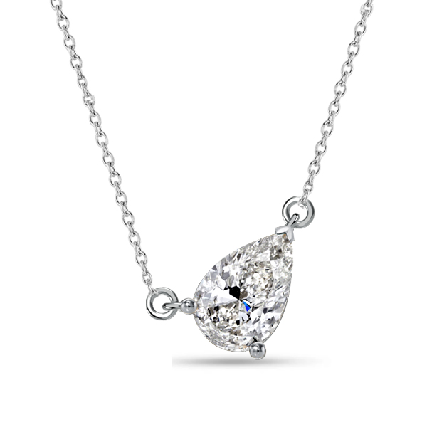 necklaces - Italo Solitaire Pear Shaped Pendant Necklace In Sterling Silver, Italo jewelry - Online Catalog