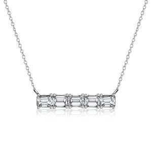 necklaces - Italo Baguette Cut Necklace In Sterling Silver Bar Necklace, Italo jewelry - Online Catalog