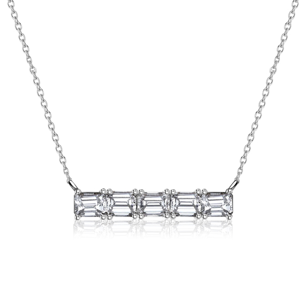 necklaces - Italo Baguette Cut Necklace In Sterling Silver Bar Necklace, Italo jewelry - Online Catalog