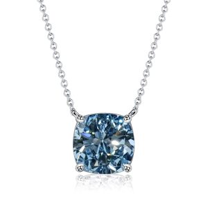 necklaces - Italo Cushion Cut Blue Topaz Pendant Necklace Solitaire, Italo jewelry - Online Catalog