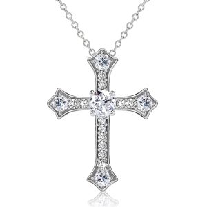necklaces - Italo Round Cut White Sapphire Cross Necklace For Women, Italo jewelry - Online Catalog