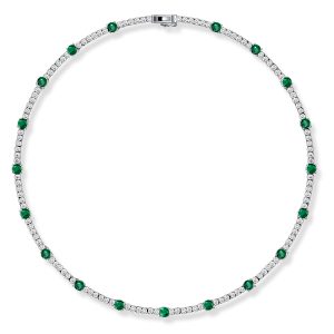 necklaces - Italo Round Cut Emerald Sapphire Necklace Tennis Necklace, Italo jewelry - Online Catalog