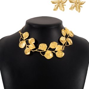 2 Pieces Jewellery Set Metal Leaf Necklace and Flower Earrings Set, women Accessories, ChicMe catalog