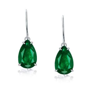 earrings - Italo Single Stone Emerald Sapphire Pear Shaped Drop Earrings, Italo jewelry - Online Catalog