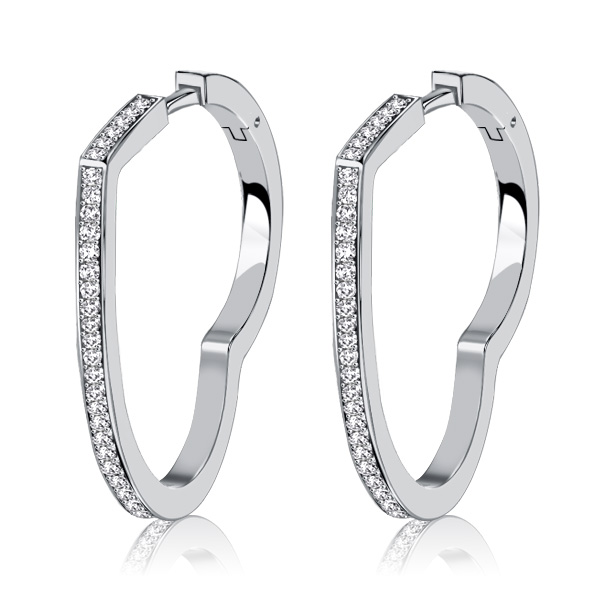 earrings - Italo Heart White Sapphrie Sterling Silver Hoop Earrings, Italo jewelry - Online Catalog
