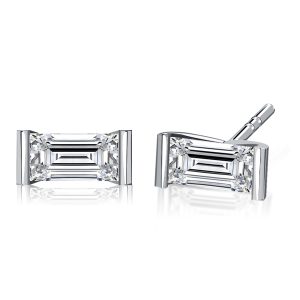 earrings - Italo Bar Setting Baguette Cut Stud Earrings For Women, Italo jewelry - Online Catalog