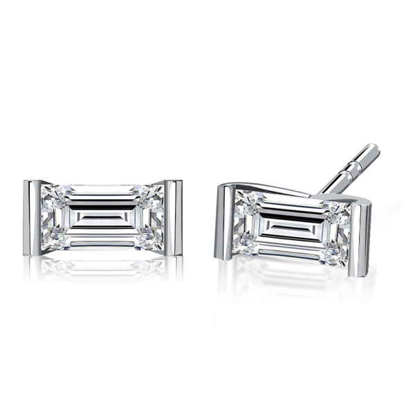 earrings - Italo Bar Setting Baguette Cut Stud Earrings For Women, Italo jewelry - Online Catalog