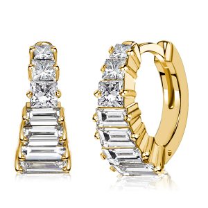 earrings - Italo White Sapphire Art Deco Sterling Silver Hoop Earrings, Italo jewelry - Online Catalog