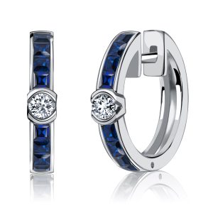 earrings - Italo Blue Sapphire Earrings Sterling Silver Hoop Earrings, Italo jewelry - Online Catalog