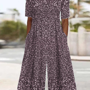 Women's Floral V Neck Half Sleeve Casual Summer Jumpsuits, Jumpsuits&Rompers, color:Purple|size:XS, catalog Noracora shop