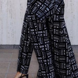 Urban Geometric Loose Straight Pants, Pants, color:Black|size:XXL, Stylewe