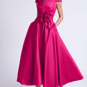 Elegant Plain V Neck Maxi Dress, Maxi Dresses, color:Pink|size:XXL, Stylewe