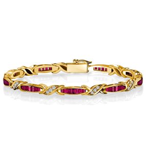 bracelets - Italo Vintage Emerald Cut Ruby Tennis Bracelet For Women, Italo jewelry - Online Catalog