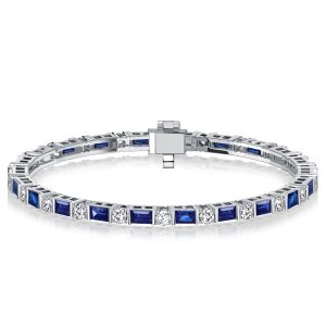bracelets - Italo Bar Setting Baguette Cut Blue Sapphrie Tennis Bracelet, Italo jewelry - Online Catalog